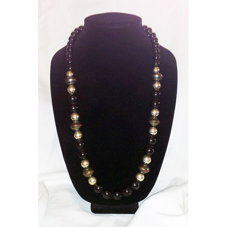 Black, silver & bronze-tone necklace