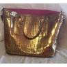 Golden Faux Alligator Overnight Bag