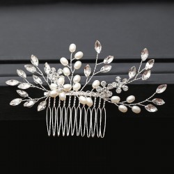 7 Sprig Crystal and Pearl Haircomb