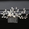 Elegant 7 Sprig Crystal and Pearl Comb