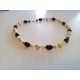 Black, pearl and gold foil necklace