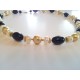 Black, pearl and gold foil necklace
