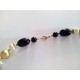 Black, pearl and gold foil necklace