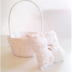 Daisy Flower Girl Basket with Ring Pillow