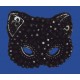 Beaded Black Cat Mask Brooch