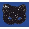 Beaded Black Cat Mask Brooch