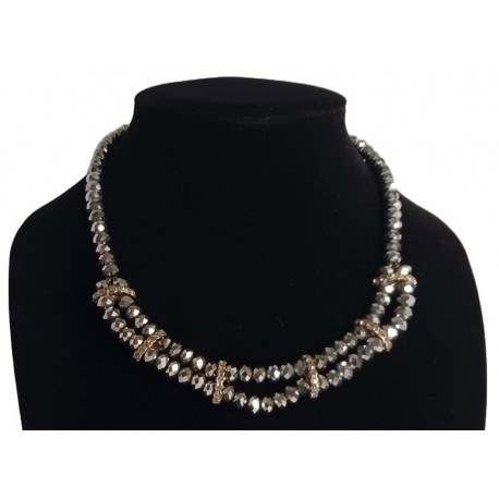 Faceted Black Crystal Bead Necklace